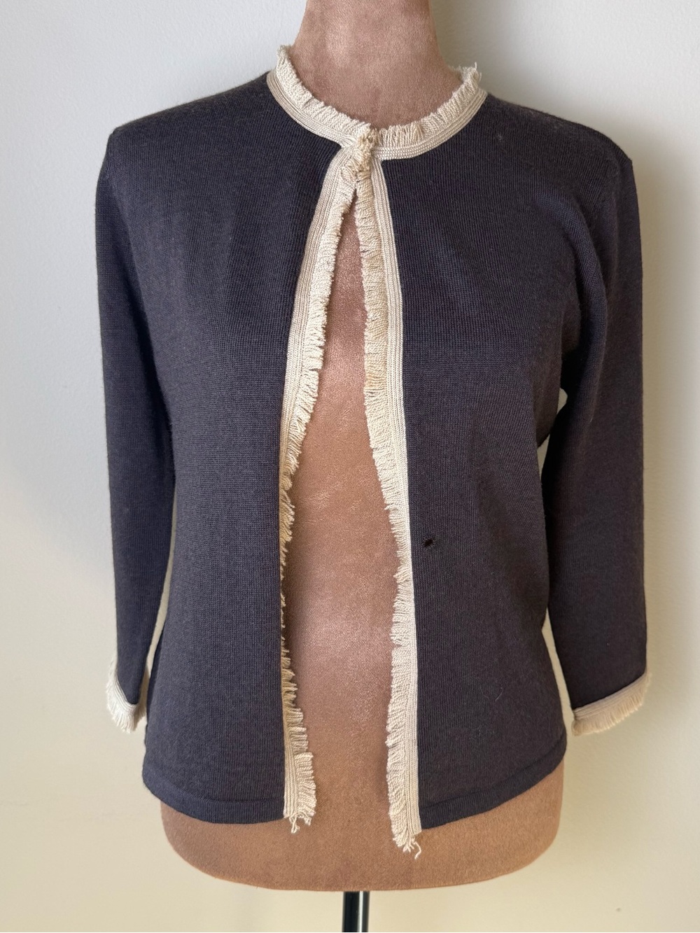 NWT Vintage The Limited Italian Merino Wool Cardigan Sweater Small Brown READ